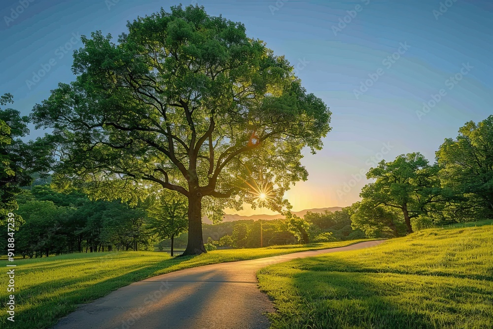 Parks, meadows and lush woods under clear spring skies Parks, meadows and lush woods under clear spring skies