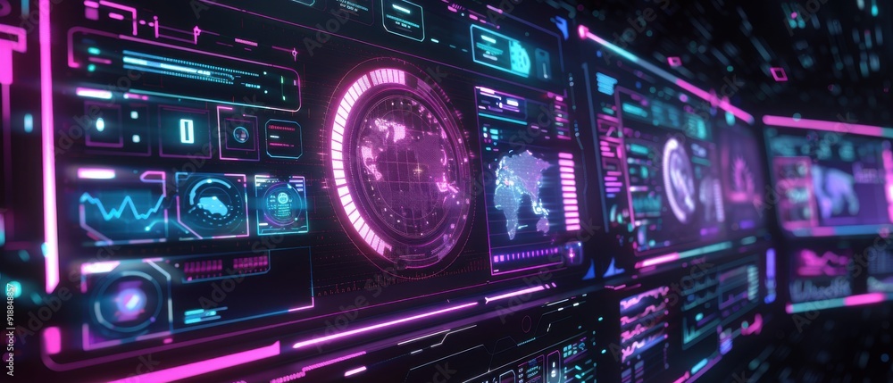 A computer monitor with a purple screen displaying a lot of information A computer monitor with a purple screen displaying a lot of information