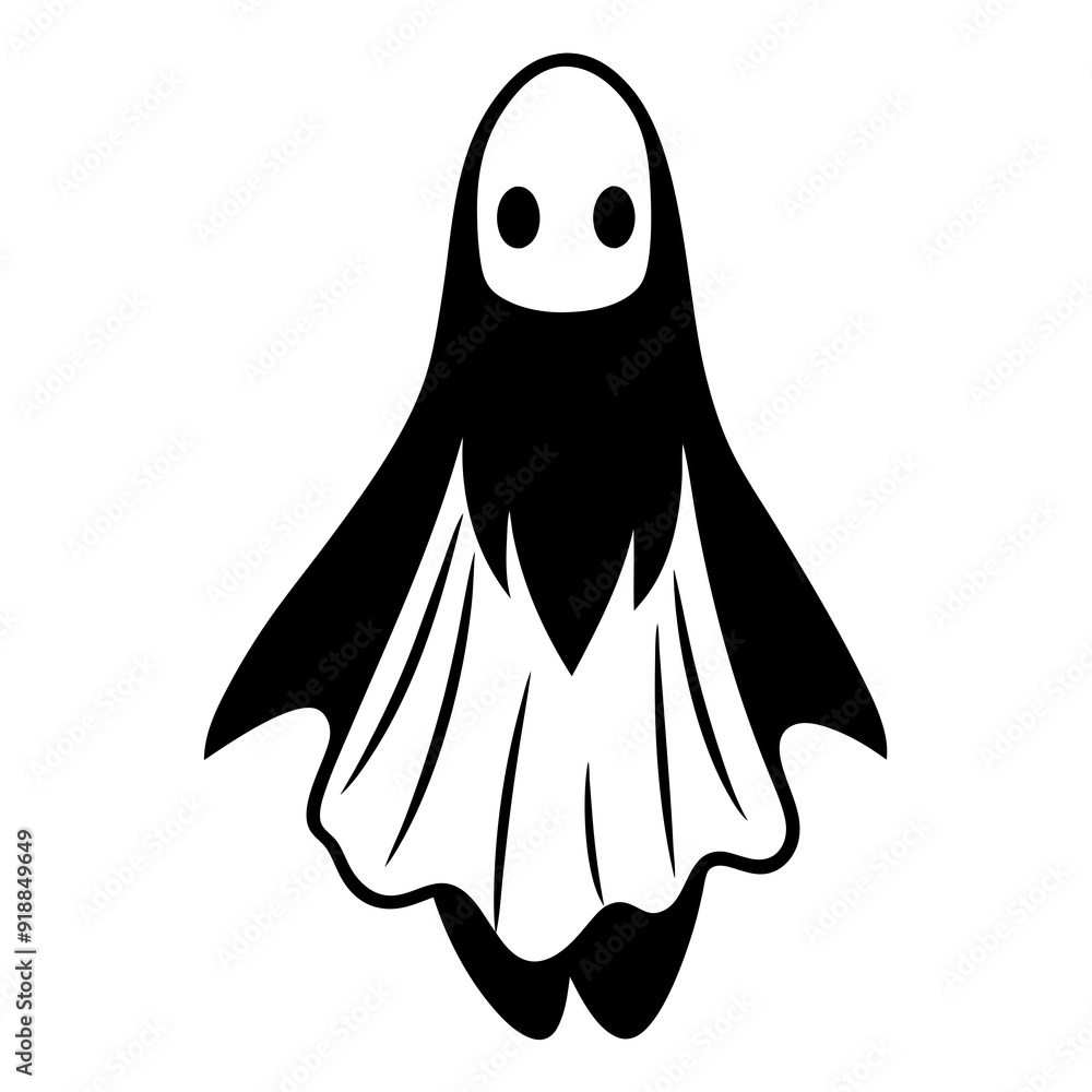 A ghost in a cute costume silhouette vector Illustration A ghost in a cute costume silhouette vector Illustration