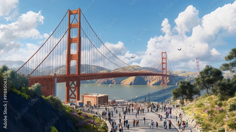 Fototapeta premium A highly sought-after tourist destination for admiring the iconic Golden Gate Bridge.