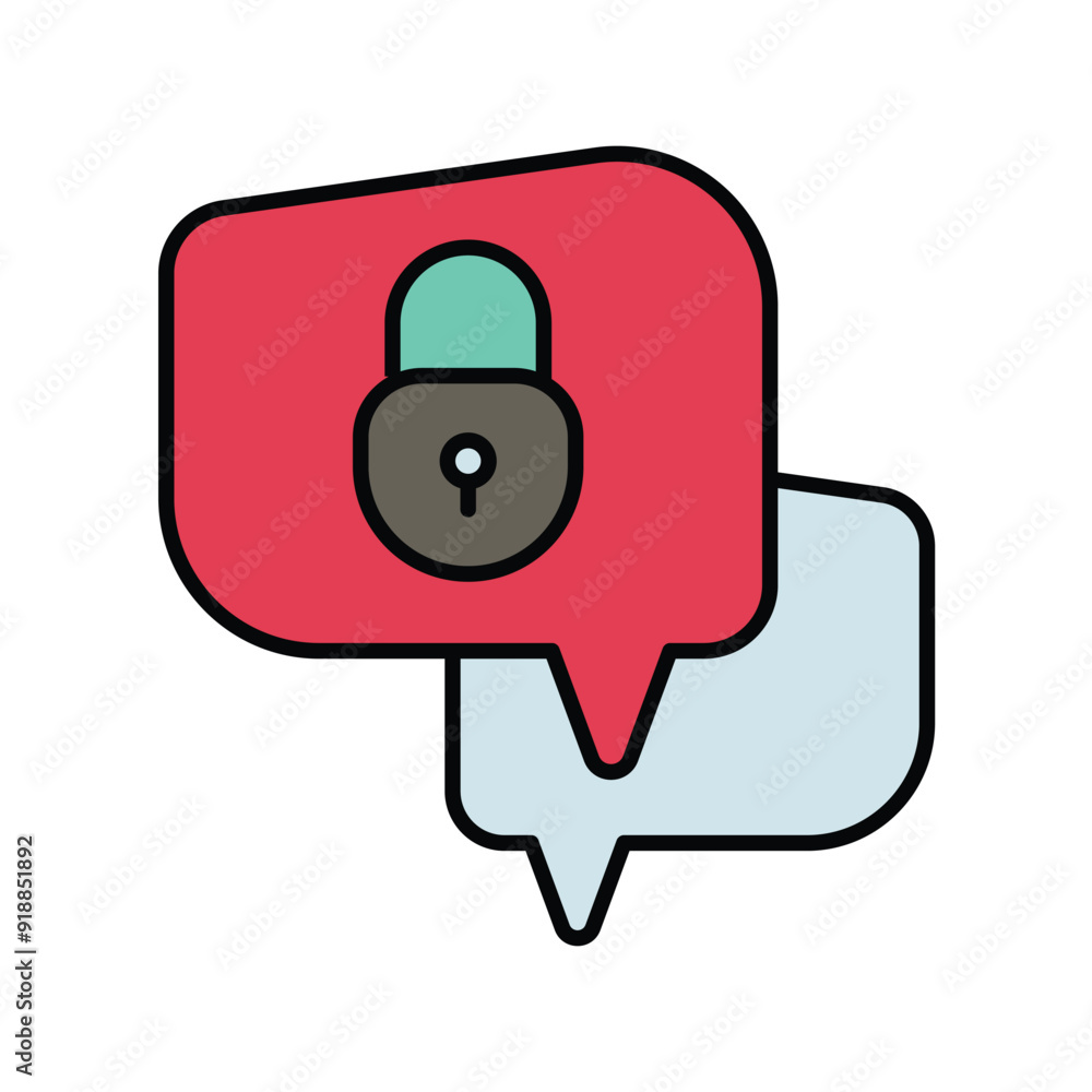 message lock color line icon with white background vector stock illustration message lock color line icon with white background vector stock illustration