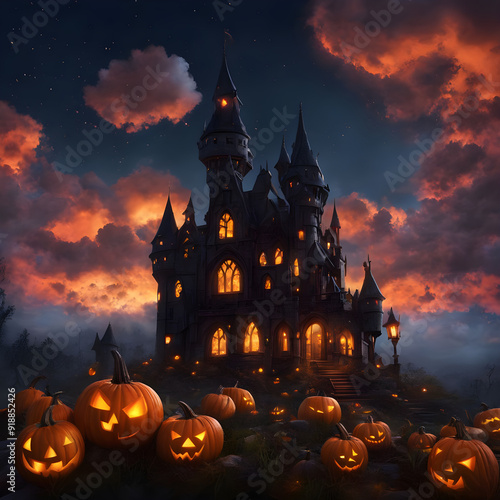 Magical Halloween Castle in the Sky