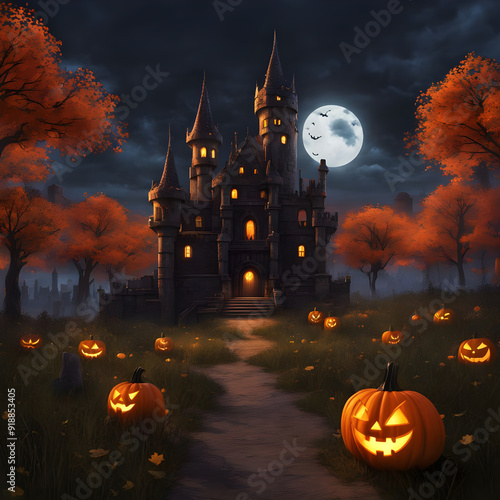 Magical Halloween Castle in the Sky photo