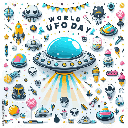 world UFO Day typography, world UFO Day lettering 