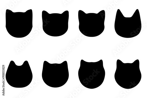 Simple cat head illustration set design