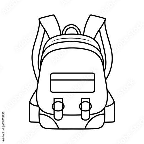 School bag doodle icon. Backpack line art symbol.