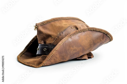 Brown pirate hat isolated on white background