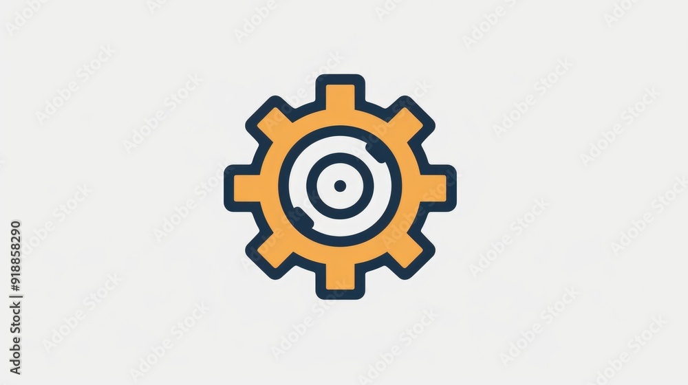A simple gear wheel with yellow and black colors on a white background, suitable for technology, engineering, or industrial designs A simple gear wheel with yellow and black colors on a white background, suitable for technology, engineering, or industrial designs