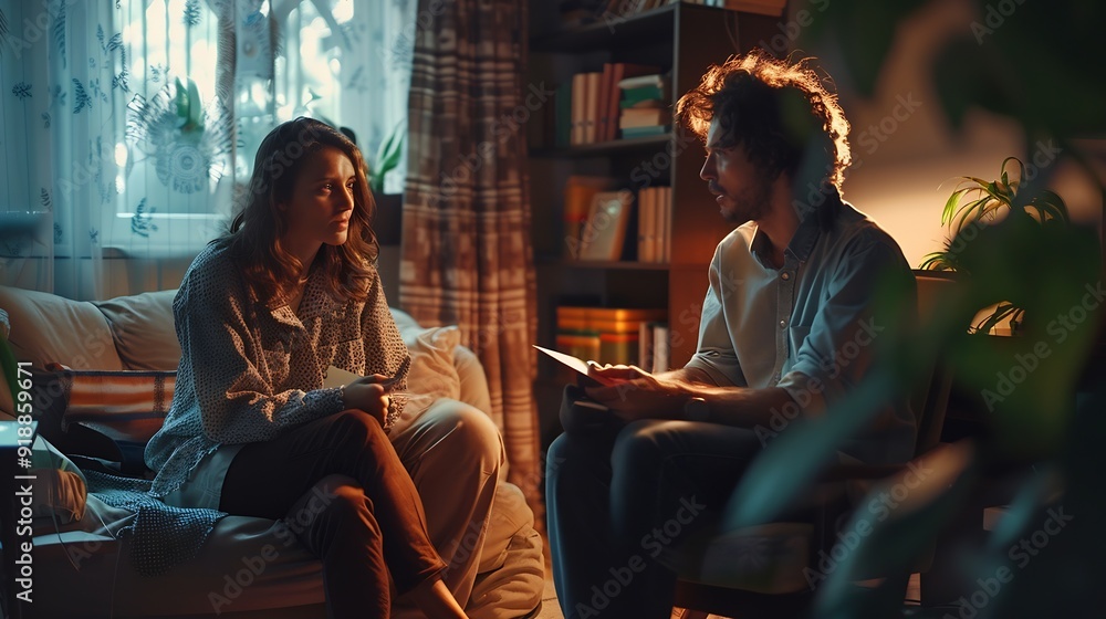 Professional psychotherapist working with patient in office : Generative AI Professional psychotherapist working with patient in office : Generative AI