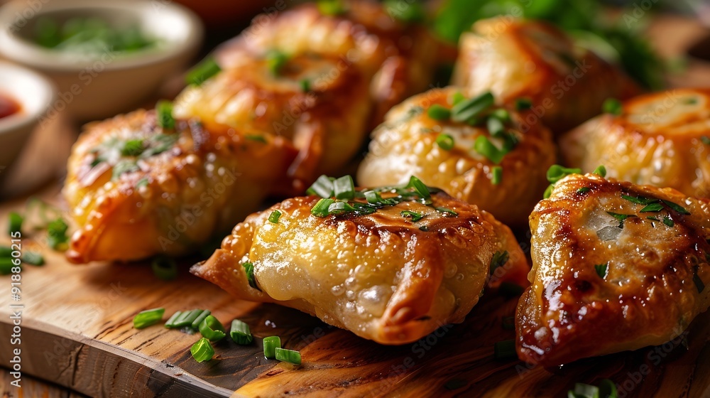 Fried dumplings filled with leeks : Generative AI Fried dumplings filled with leeks : Generative AI