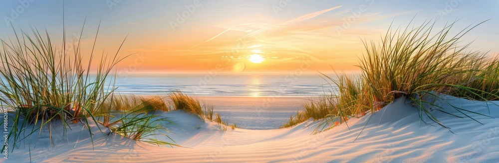 Golden Sunset Over Sandy Beach Golden Sunset Over Sandy Beach