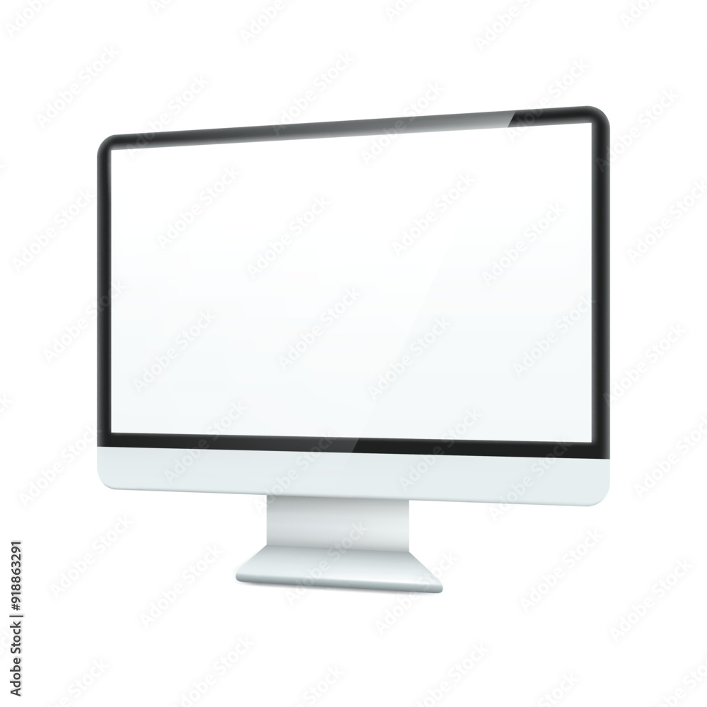 A minimalistic flat-screen monitor with a blank white display. Vector A minimalistic flat-screen monitor with a blank white display. Vector