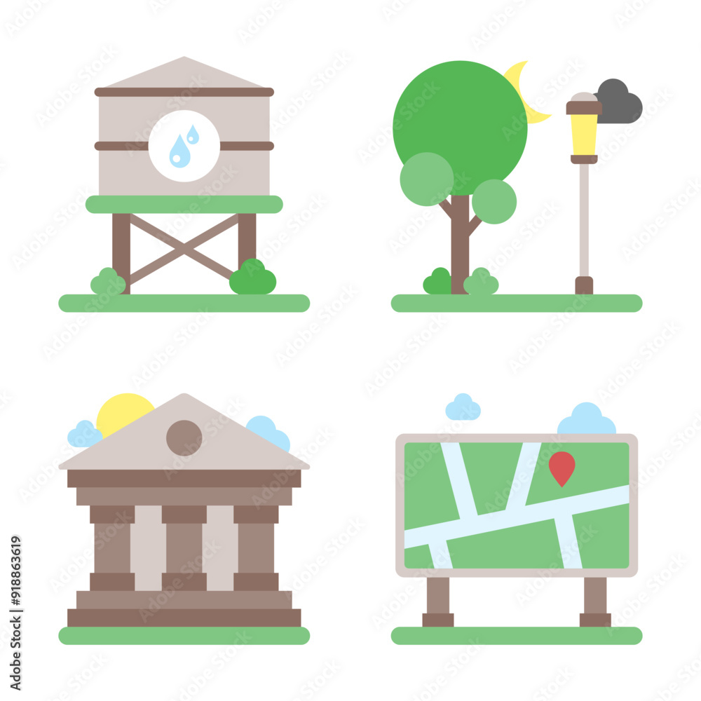 Obraz premium City and Building Element Icon and Graphic Resource