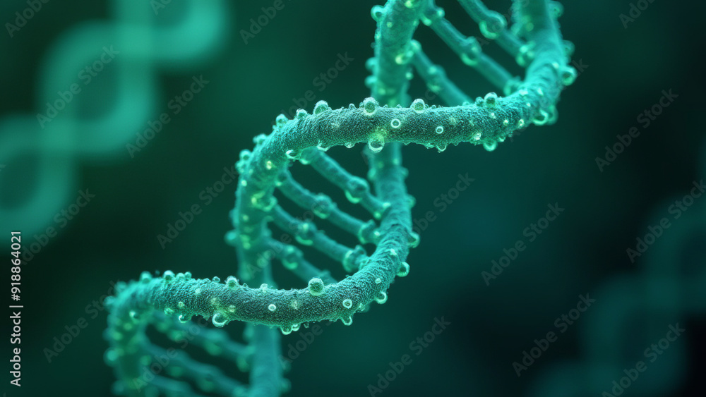 Detailed 3D Rendering of DNA Double Helix Structure in Vibrant Green Detailed 3D Rendering of DNA Double Helix Structure in Vibrant Green