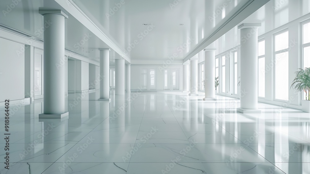 A spacious empty room with columns and no furniture The concept of a comfortable office The interior space of a modern office building Bright and clean interior design of a luxurious l : Generative AI A spacious empty room with columns and no furniture The concept of a comfortable office The interior space of a modern office building Bright and clean interior design of a luxurious l : Generative AI