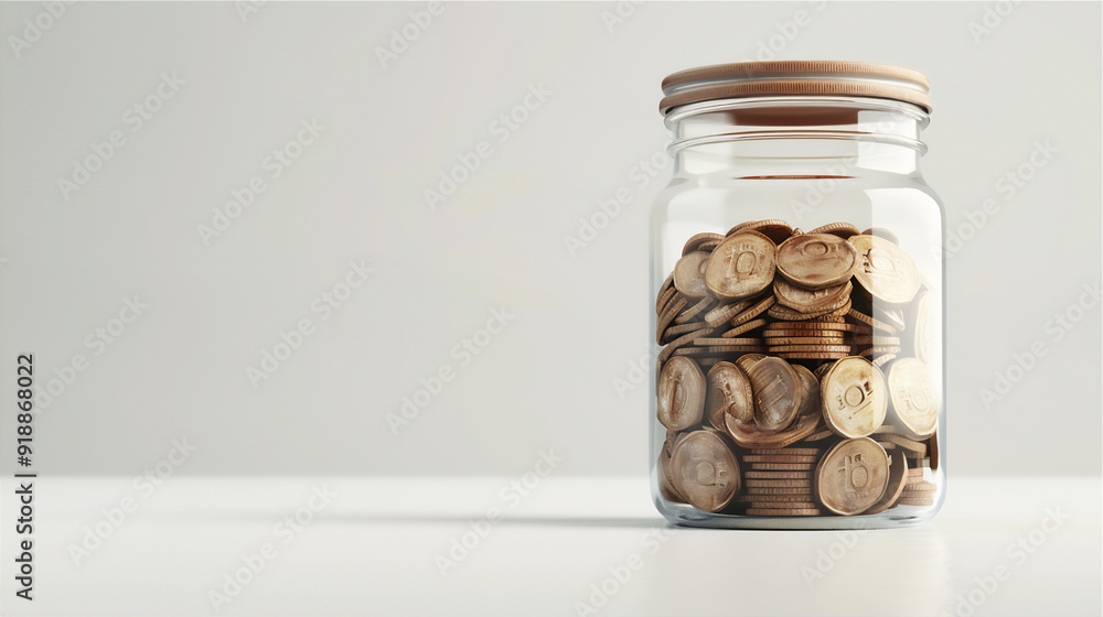piggy bank jars with coins isolated on white background, version 2 piggy bank jars with coins isolated on white background, version 2
