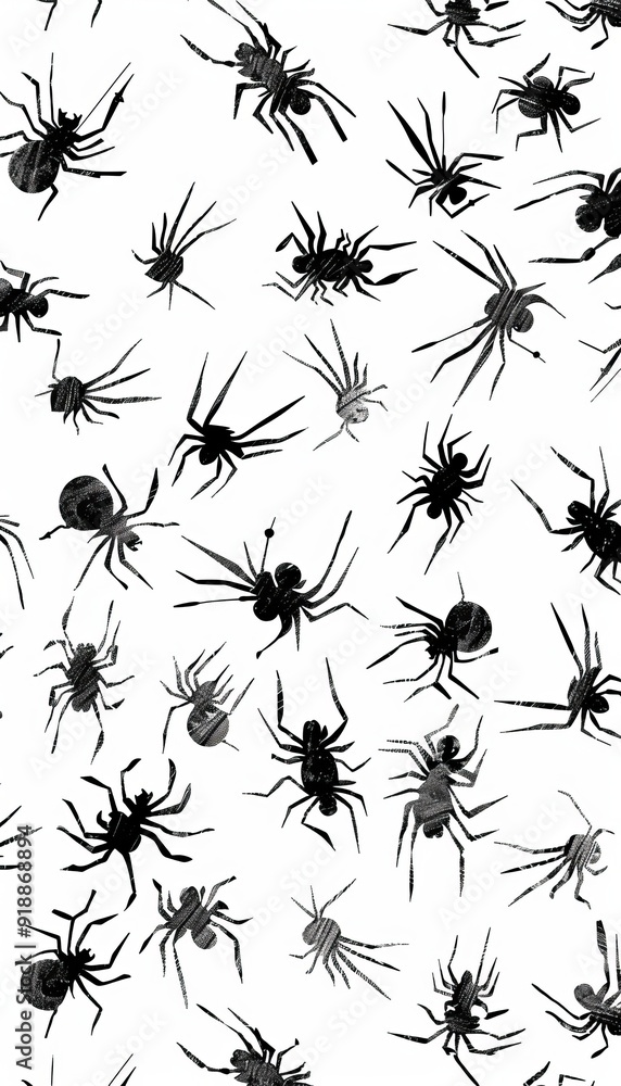 Pattern with many little black spiders Pattern with many little black spiders
