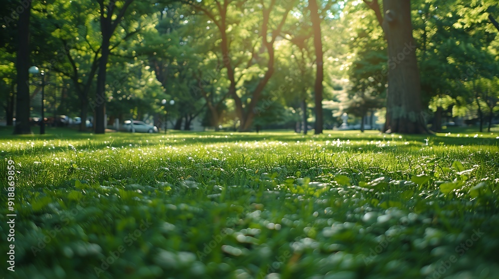 Green square lawn and forest natural landscape in city park : Generative AI Green square lawn and forest natural landscape in city park : Generative AI
