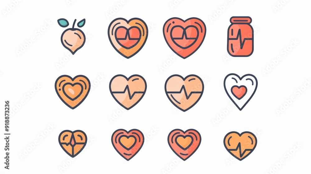 A collection of colorful hearts on a plain white surface A collection of colorful hearts on a plain white surface