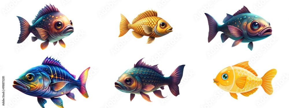 Set of different fish Set of different fish