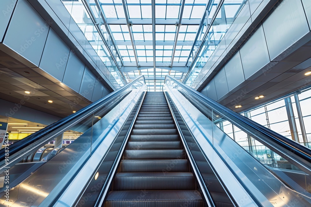 Ascending escalator in station Ascending escalator in station