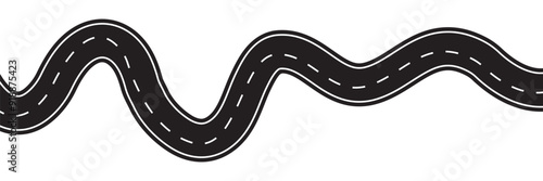 Horizontal asphalt Wavy road template. Winding  curves road vector, Seamless highway marking Isolated on white background. Seamless pattern of asphalt road. stock vector illustration.