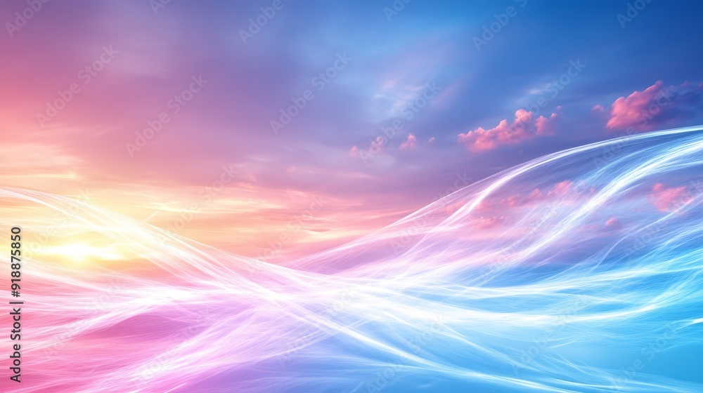 Abstract light waves in colorful sky Abstract light waves in colorful sky