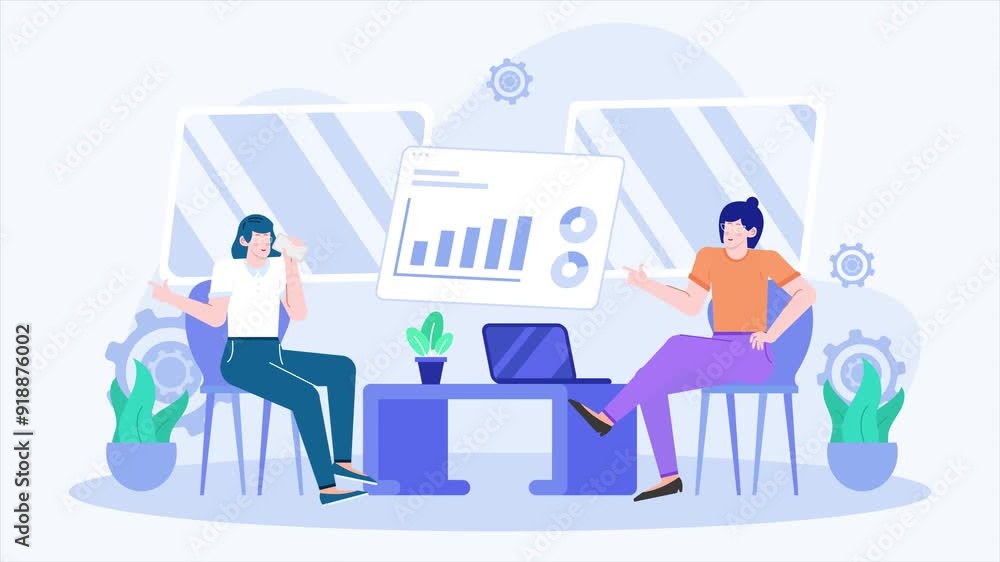 business sharing session in office illustration animated video business sharing session in office illustration animated video