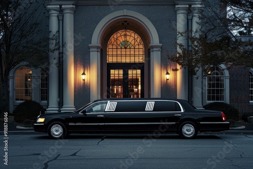 Black limo waiting at church photo