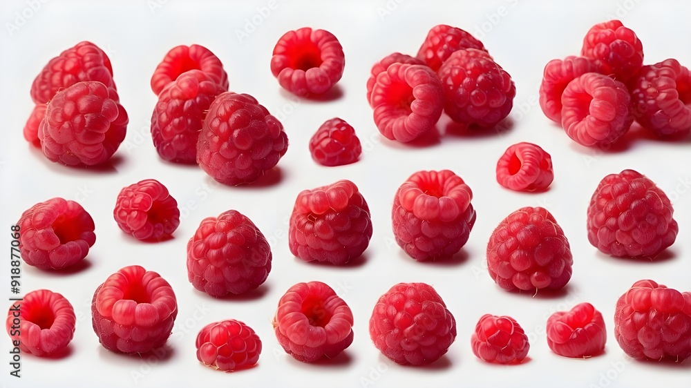 Isolated raspberry collection on a clear backdrop Isolated raspberry collection on a clear backdrop