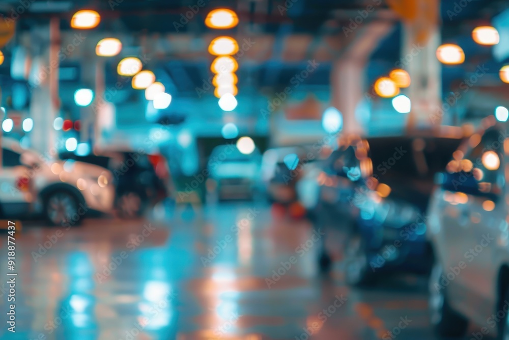 Blurry background of auto repair center Blurry background of auto repair center