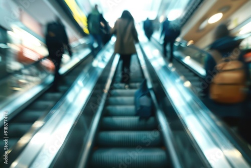 Wallpaper Mural Blurry businesspeople on escalator Torontodigital.ca