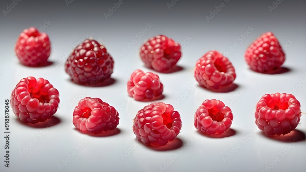 Isolated raspberry collection on a clear backdrop Isolated raspberry collection on a clear backdrop