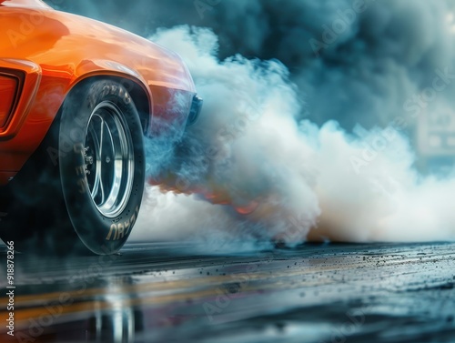 Car burns rubber for drag race