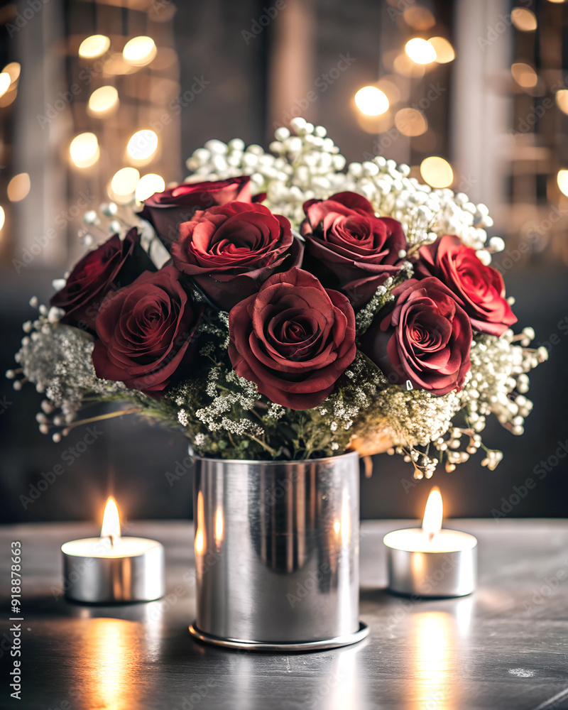 Obraz premium beautiful flowers bouquet in a glass or ceramic vase for wallpaper