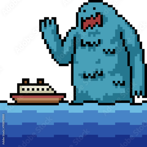pixel art of sea giant creature