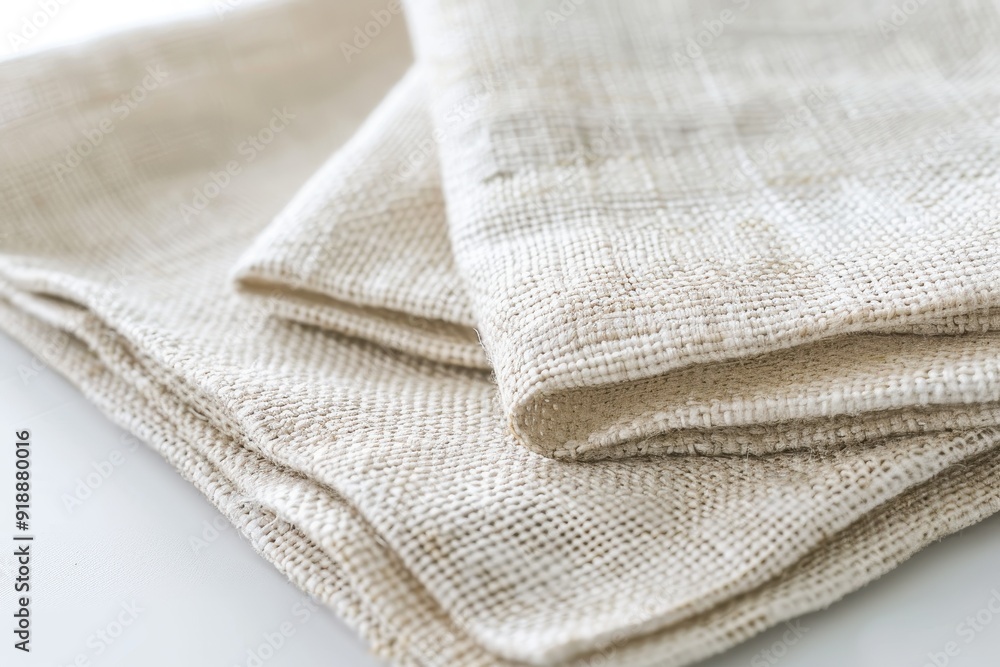 Close up of linen placemats on white background Close up of linen placemats on white background