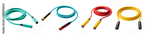 Collection set of skipping ropes isolated on transparent background