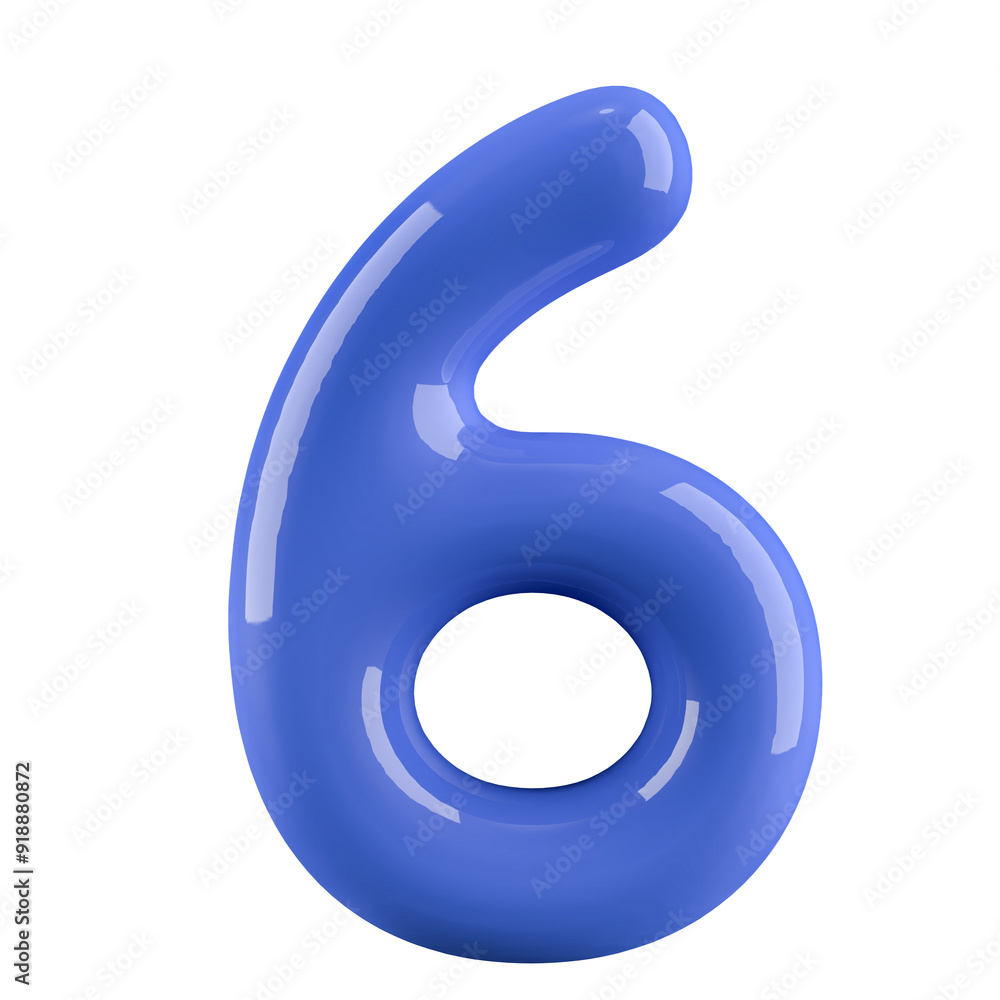 Blue 3D Number 6 Blue 3D Number 6