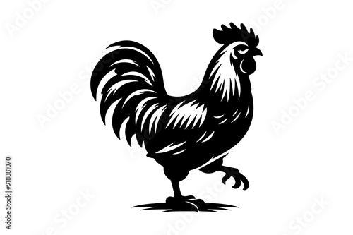 chicken silhouette vector illustration isolated on transparent background - Generative AI