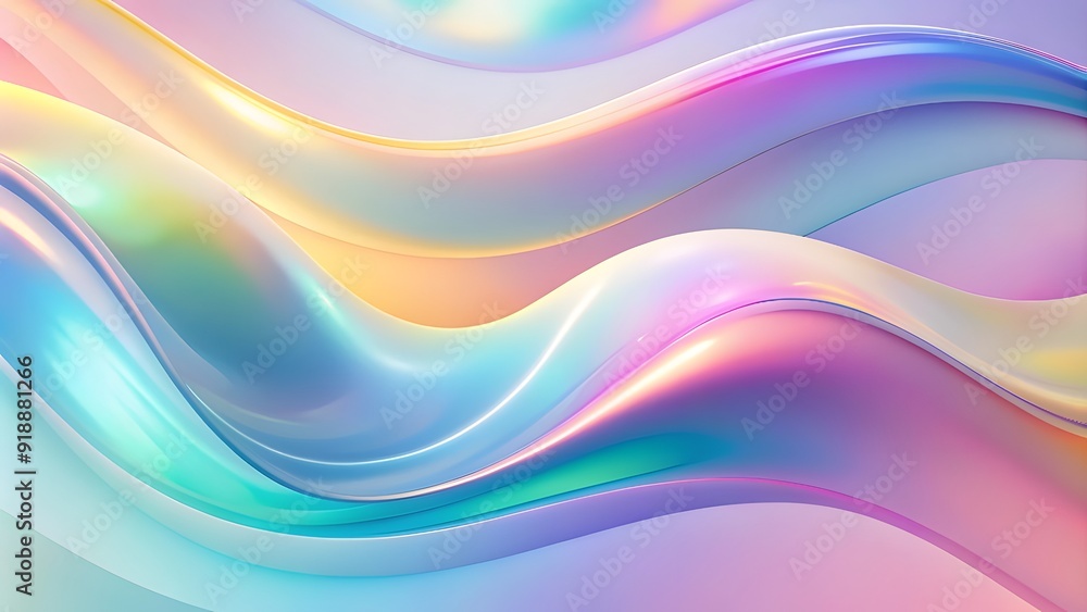 Obraz premium Abstract fluid pastel waves on melted plastic texture wrinkled silicone sheet background.