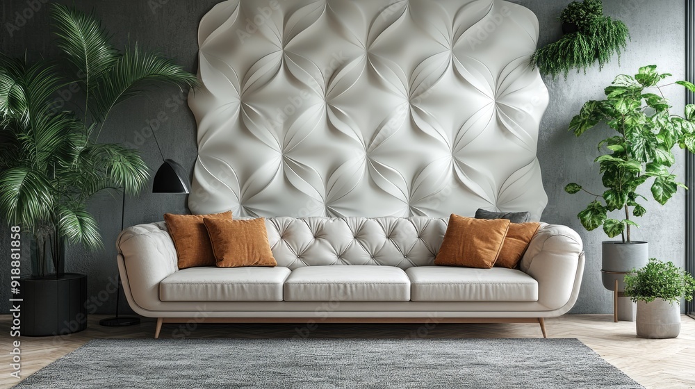 Obraz premium Modern living room with minimalist wall decorations.