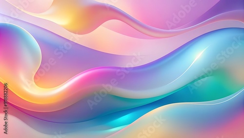 Abstract fluid pastel waves on melted plastic texture wrinkled silicone sheet background. 