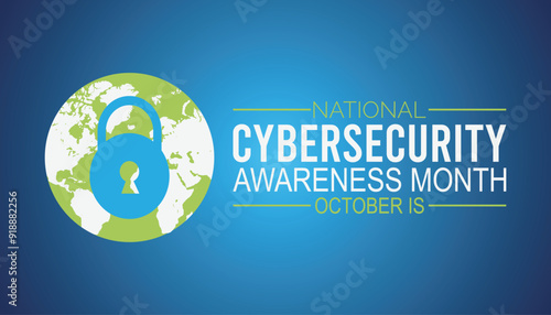 Cybersecurity Awareness Month is observed every year on October.Holiday concept background, placard, banner design template Vector illustration background design.