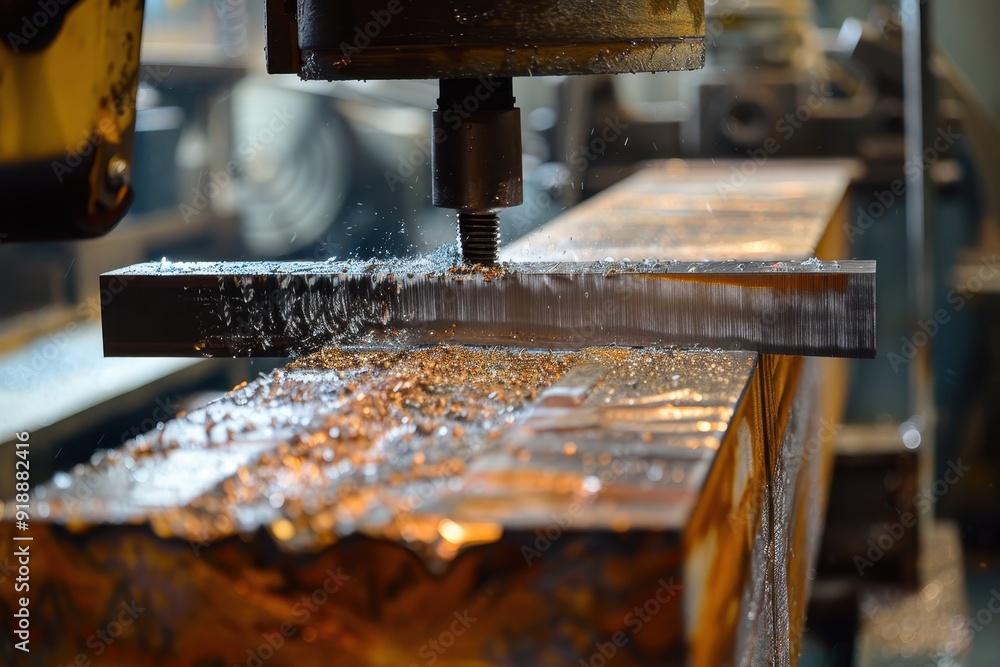 Cutting steel bars with a band saw for industry Cutting steel bars with a band saw for industry