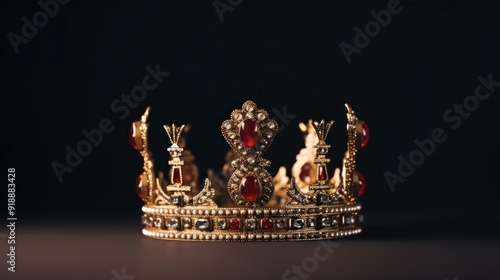 Golden Crown with Red Gems