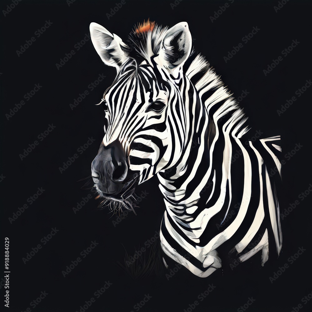 Fototapeta premium the AI Image Generator, Serene zebra portrait against vibrant