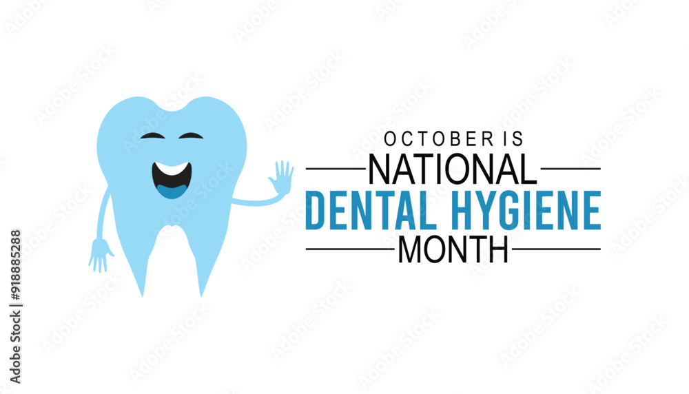 National Dental Hygiene month is observed every year on October.Holiday concept background, placard, banner design template Vector illustration background design. National Dental Hygiene month is observed every year on October.Holiday concept background, placard, banner design template Vector illustration background design.