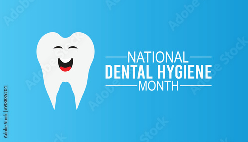 National Dental Hygiene month is observed every year on October.Holiday concept background, placard, banner design template Vector illustration background design.