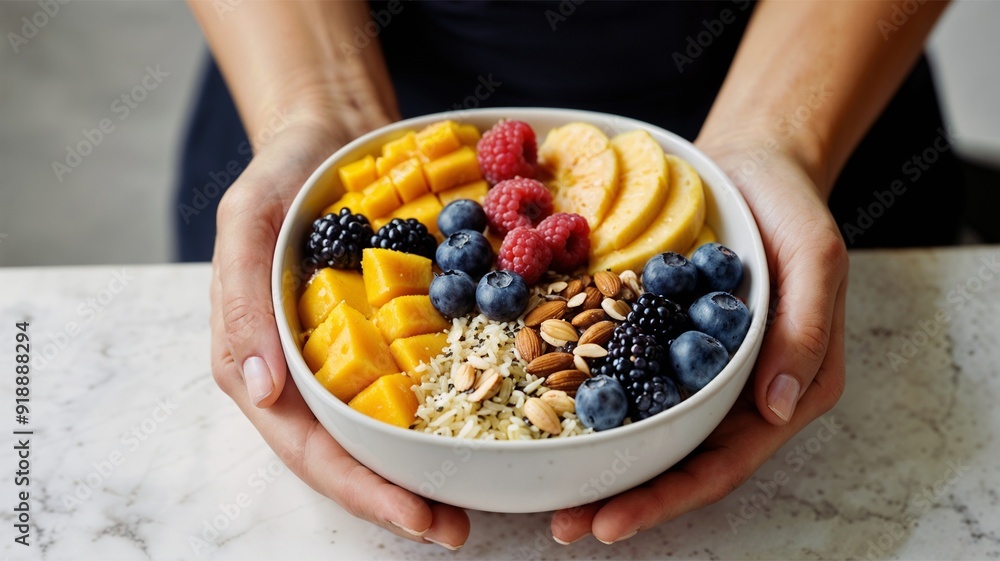 breakfast bowl of fruit smoothie breakfast bowl of fruit smoothie